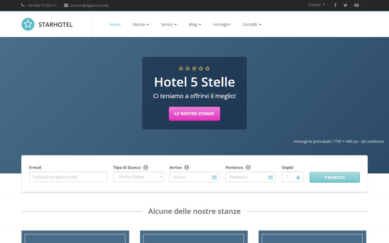 Plantilla de sitio web para hotel